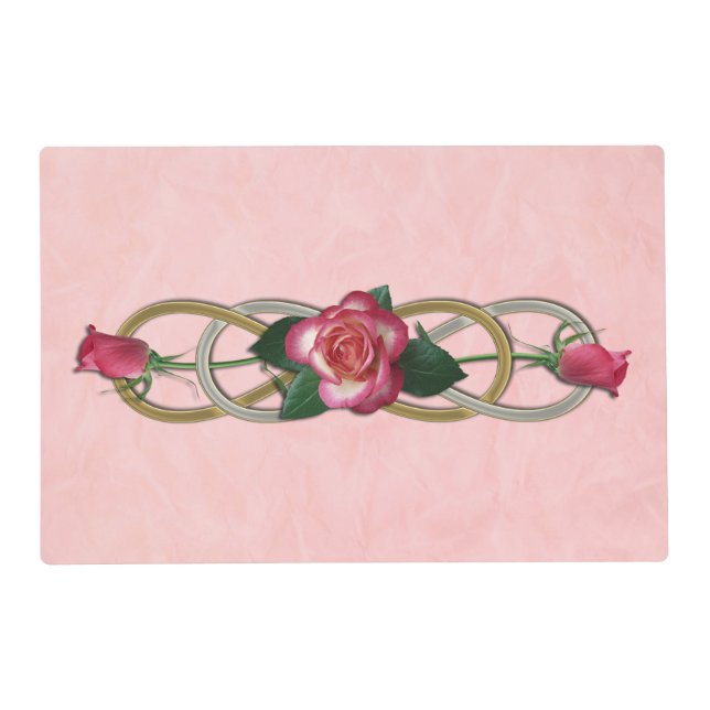 Double Infinity Silver Gold Roses + your backgr. Placemat (Front)