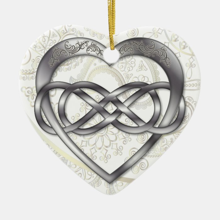 Double Infinity Silver Heart 1   Ornament