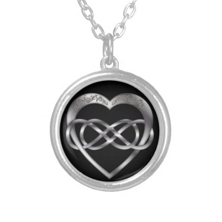 Double Infinity Silver Heart 2 - Necklace