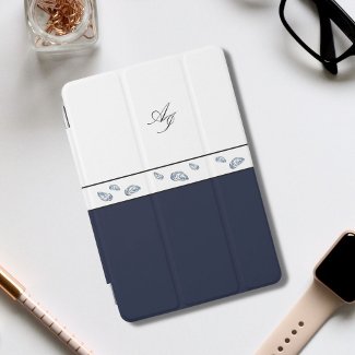 Double initials monogrammed minimalist watercolor iPad mini cover