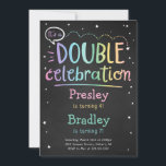 Double Joint Birthday Party Invitation<br><div class="desc">Editable Colorful Birthday Party Invitation. Bold typography invitation,  for a join birthday party. Perfect for a twin birthday,  siblings birthday,  or friends birthdays. Add more names and ages by customizing the design.</div>