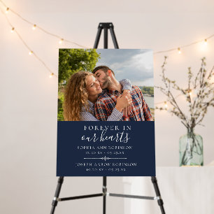 Double Joint Funeral Photo Blue Welcome Sign