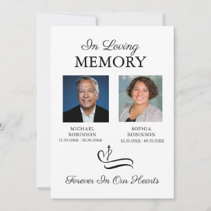 Double Joint Funeral Photo Memorial Minimalist  Invitation