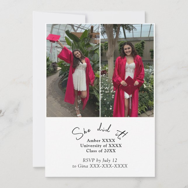 Double Joint Graduation Party Invite Invitation (Front)