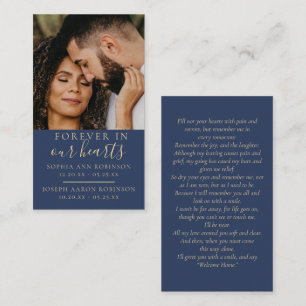 Double Joint Memorial Photo Blue Prayer Card