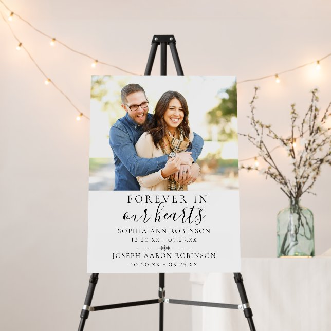 Double Joint Memorial Photo Funeral Welcome Sign (In Situ (Stand))
