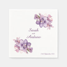 Double Lilah Flower: Personalized Wedding Napkins