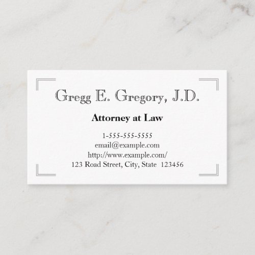 Double Line Corner Borders Attorney Business Card