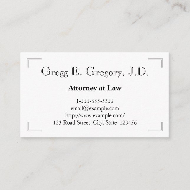 Double Line Corner Borders Attorney Business Card (Front)