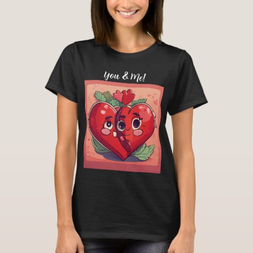 Double Love Womens Basic T_Shirt with Two Heart