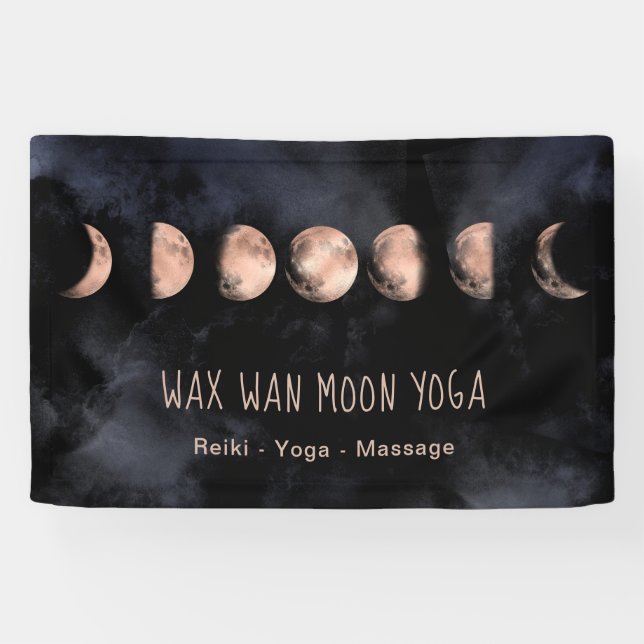 double-Lunar Wax Wan Full ROSE GOLD Moon Phases Banner (Horizontal)