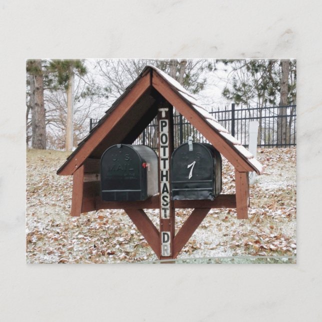 Double maiilbox under the roof postcard (Front)