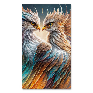 Double majestic fenix bird Oil painting, 3d, Business Card Magnet