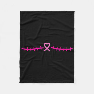Double Mastectomy Breast Cancer Survivor Pink Ribb Fleece Blanket