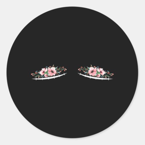 Double Mastectomy Scars with Flowers Breast Cancer Classic Round Sticker