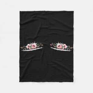 Double Mastectomy Scars With Flowers Breast Cancer Fleece Blanket