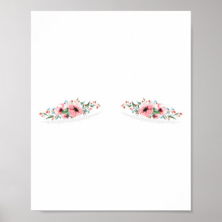 Double Mastectomy Scars with Flowers Breast Cancer Poster