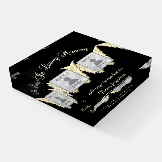 Double Memorial add Photos Keepsake  Paperweight (Angled)