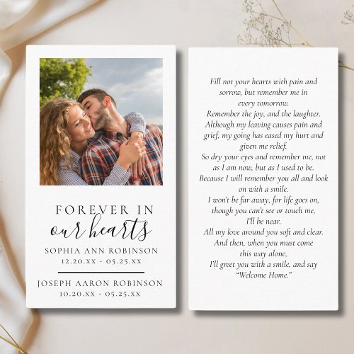 Double Memorial Photo Funeral Prayer Card