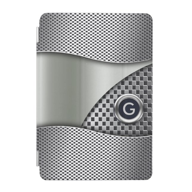 Double Mesh Swoop Monogram | silver pewter iPad Mini Cover (Front)