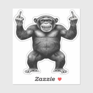 Double Middle Finger Chimpanzee Sticker