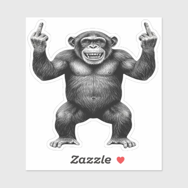Double Middle Finger Chimpanzee Sticker (Sheet)