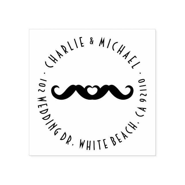 Double Mr. Mustache Love Gay Wedding Rubber Stamp (Imprint)