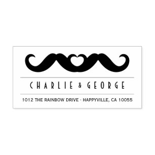 Double Mustache Love Gay Wedding Self Inking Stamp