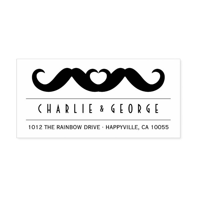 Double Mustache Love Gay Wedding Self Inking Stamp (Design)