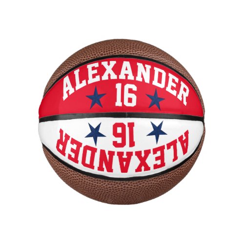 Double Name Red White Blue Personalize Basketball
