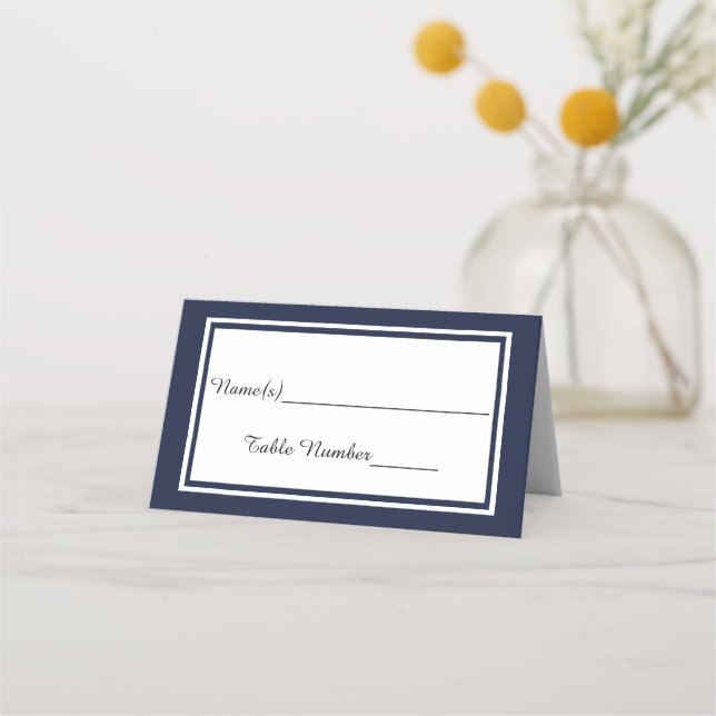 Double Navy Trim - Escort Card (Front)