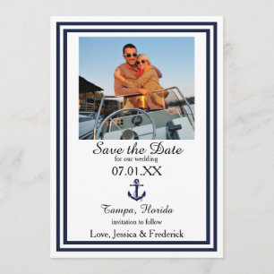 Double Navy Trim Nautical - Save the Date