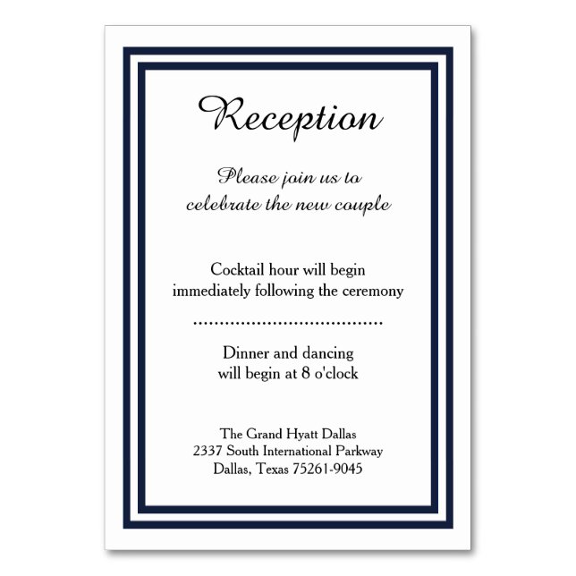 Double Navy Trim -Reception Insert Card (Front)