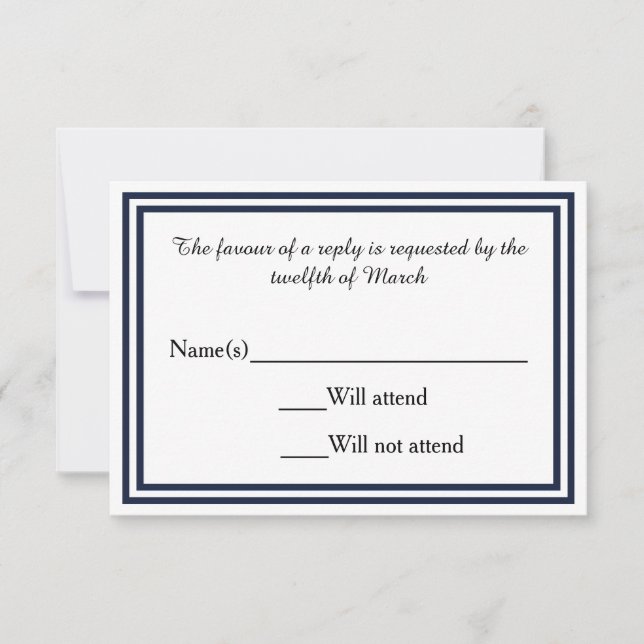 Double Navy Trim - RSVP Card (Front)