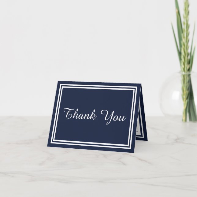 Double Navy Trim - Thank You Card (Front)