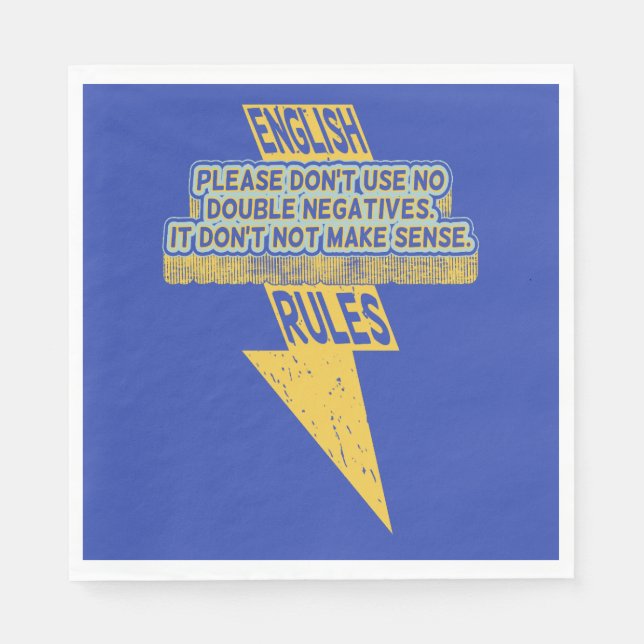 Double negative English language literacy Napkins (Front)