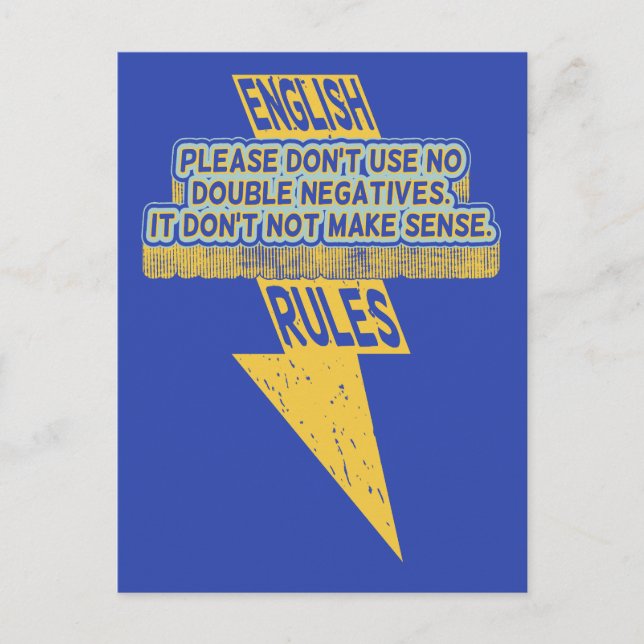 Double negative English language literacy Postcard (Front)