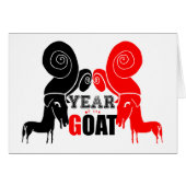 Double Odd Goat Chinese Year Zodiac Birthday Card (Front Horizontal)