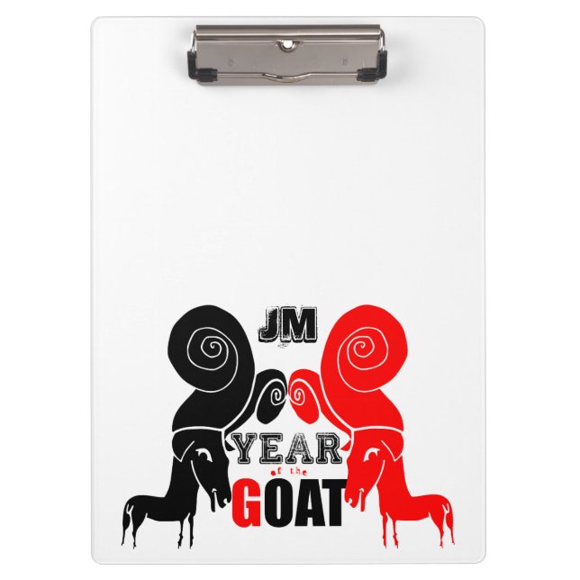 Double Odd Goat Chinese Year Zodiac Monogram ClipB Clipboard (Front)