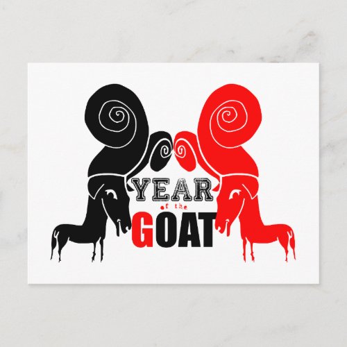 Double Odd Goat Chinese Year Zodiac Postcard