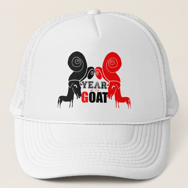 Double Odd Goat Chinese Year Zodiac Trucker Hat (Front)