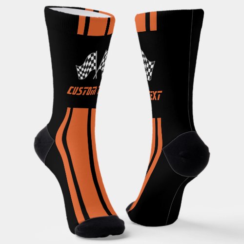 Double Orange Stripe Racing Flags Socks