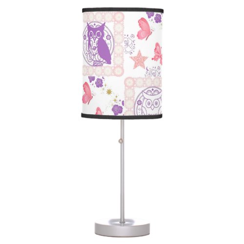 Double Owls and Butterflies Lamp