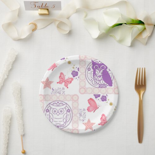 Double Owls and Butterflies Paper Plates