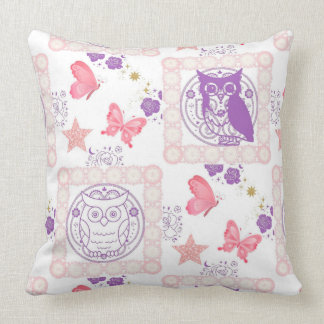 Double Owls and Butterflies  Throw Pillow