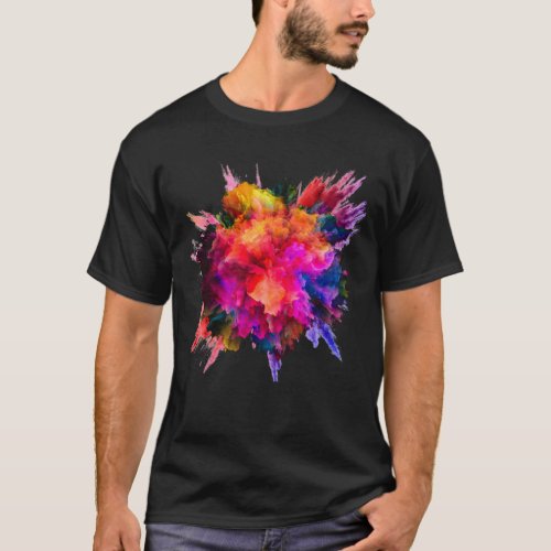 Double Paint Splash Ultra Vivid Bright Design T_Shirt