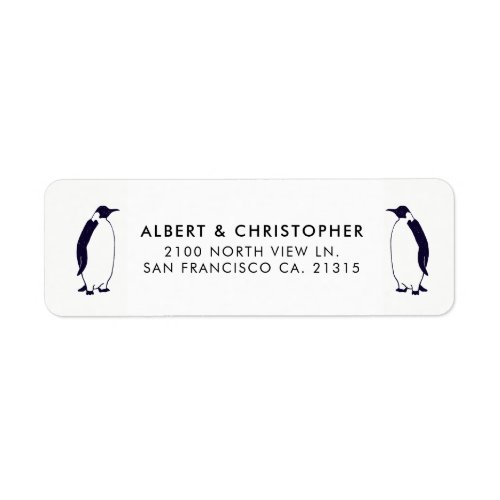 Double Penguins Funny Reference  Return Address Label