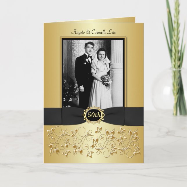 Double Photo 50th Anniversary Invitation Card (Front)