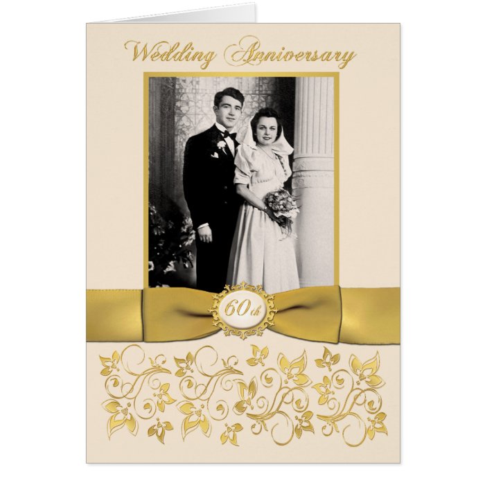 Double Photo 60th Anniversary Invitation Card Greeting Card