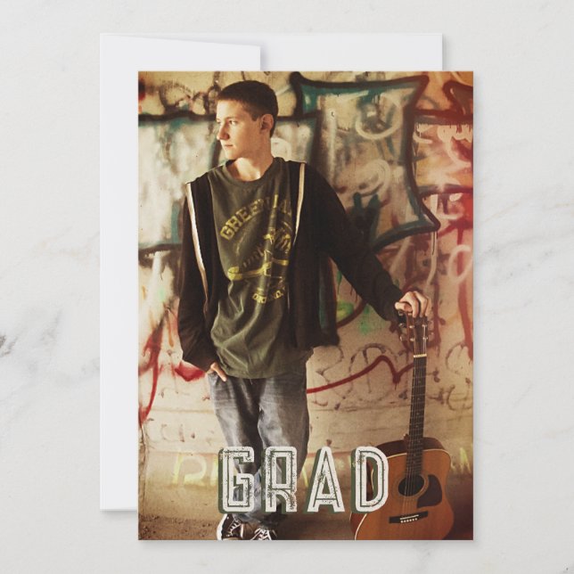 Double Photo Boy Sons Graduation Party Invitation (Front)